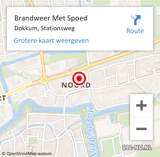 Locatie op kaart van de 112 melding: Brandweer Met Spoed Naar Dokkum, Stationsweg op 5 oktober 2014 00:25