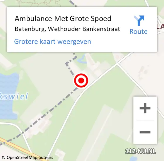 Locatie op kaart van de 112 melding: Ambulance Met Grote Spoed Naar Batenburg, Wethouder Bankenstraat op 5 oktober 2014 03:26