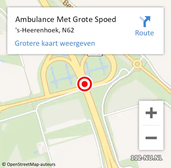 Locatie op kaart van de 112 melding: Ambulance Met Grote Spoed Naar 's-Heerenhoek, N62 op 5 oktober 2014 06:00