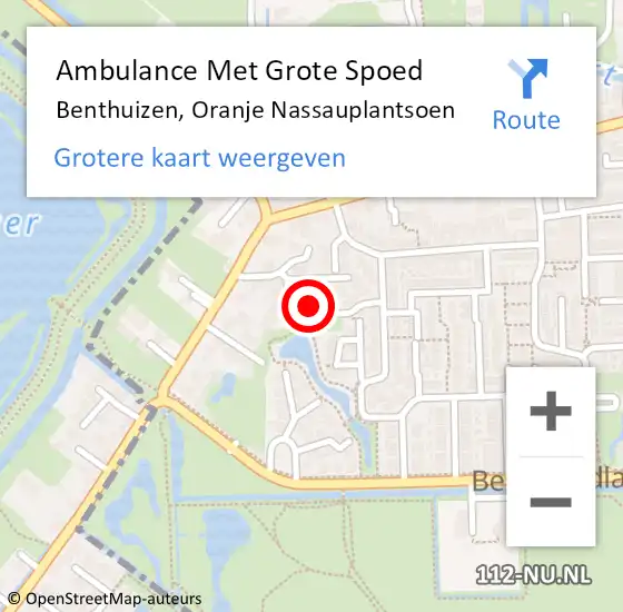 Locatie op kaart van de 112 melding: Ambulance Met Grote Spoed Naar Benthuizen, Oranje Nassauplantsoen op 16 oktober 2013 16:28