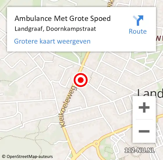 Locatie op kaart van de 112 melding: Ambulance Met Grote Spoed Naar Landgraaf, Doornkampstraat op 5 oktober 2014 10:37