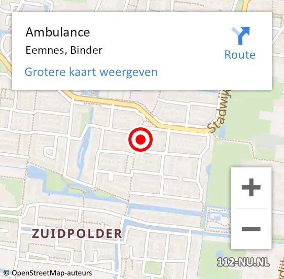 Locatie op kaart van de 112 melding: Ambulance Eemnes, Binder op 5 oktober 2014 11:01