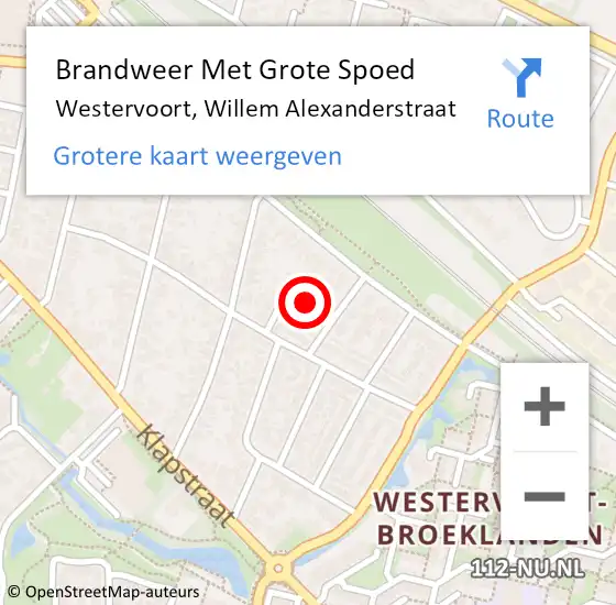 Locatie op kaart van de 112 melding: Brandweer Met Grote Spoed Naar Westervoort, Willem Alexanderstraat op 16 oktober 2013 17:15