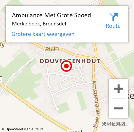 Locatie op kaart van de 112 melding: Ambulance Met Grote Spoed Naar Merkelbeek, Broensdel op 5 oktober 2014 20:36