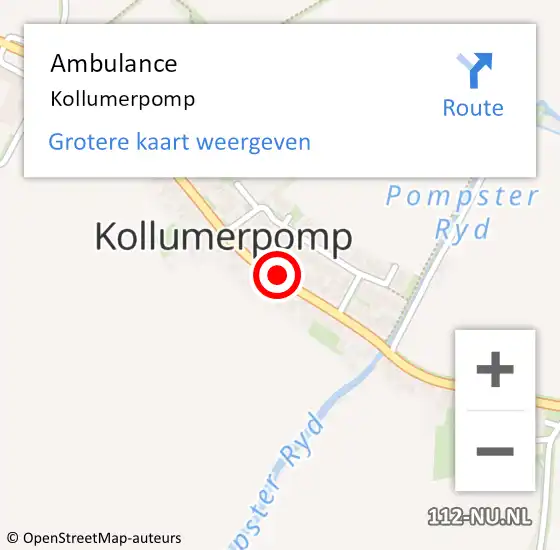 Locatie op kaart van de 112 melding: Ambulance Kollumerpomp op 6 oktober 2014 06:17