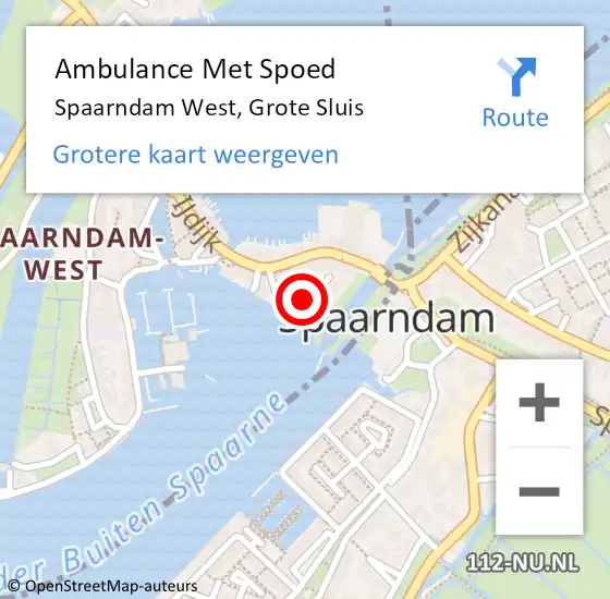 Locatie op kaart van de 112 melding: Ambulance Met Spoed Naar Spaarndam West, Grote Sluis op 6 oktober 2014 08:19