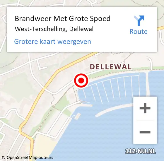Locatie op kaart van de 112 melding: Brandweer Met Grote Spoed Naar West-Terschelling, Dellewal op 6 oktober 2014 08:44