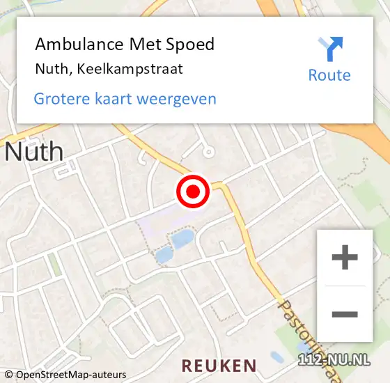 Locatie op kaart van de 112 melding: Ambulance Met Spoed Naar Nuth, Keelkampstraat op 6 oktober 2014 09:37