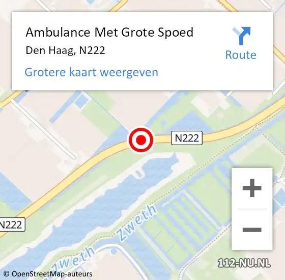 Locatie op kaart van de 112 melding: Ambulance Met Grote Spoed Naar Den Haag, N222 op 7 oktober 2014 02:05