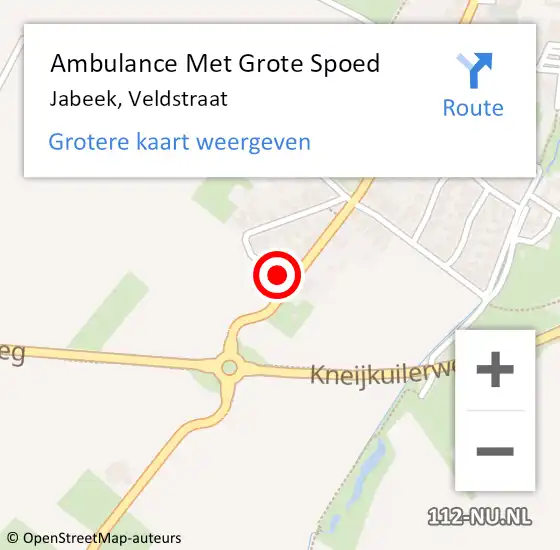 Locatie op kaart van de 112 melding: Ambulance Met Grote Spoed Naar Jabeek, Veldstraat op 7 oktober 2014 02:49