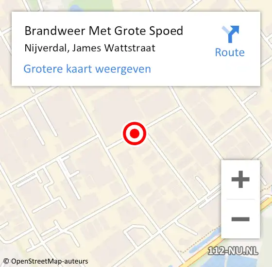 Locatie op kaart van de 112 melding: Brandweer Met Grote Spoed Naar Nijverdal, James Wattstraat op 7 oktober 2014 17:49
