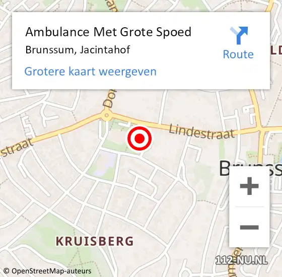 Locatie op kaart van de 112 melding: Ambulance Met Grote Spoed Naar Brunssum, Jacintahof op 8 oktober 2014 01:25