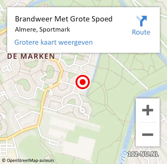 Locatie op kaart van de 112 melding: Brandweer Met Grote Spoed Naar Almere, Sportmark op 8 oktober 2014 07:35