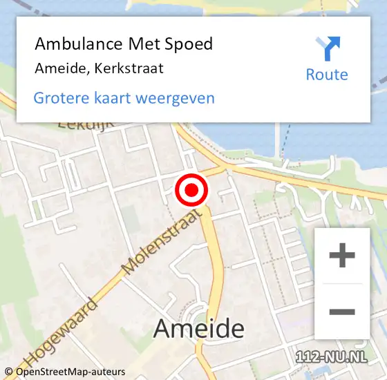 Locatie op kaart van de 112 melding: Ambulance Met Spoed Naar Ameide, Kerkstraat op 8 oktober 2014 11:21