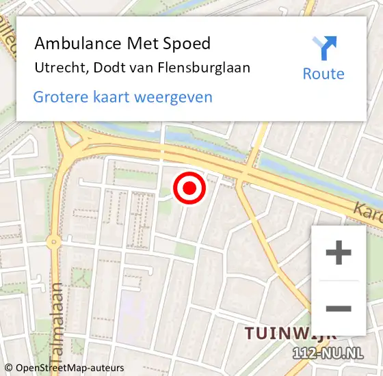 Locatie op kaart van de 112 melding: Ambulance Met Spoed Naar Utrecht, Dodt van Flensburglaan op 8 oktober 2014 15:11