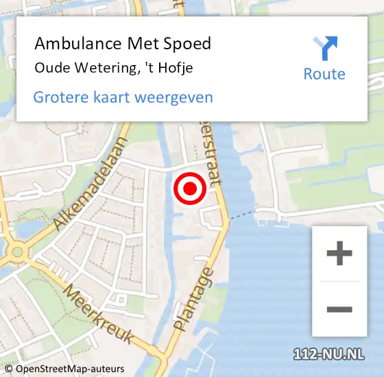 Locatie op kaart van de 112 melding: Ambulance Met Spoed Naar Oude Wetering, 't Hofje op 9 oktober 2014 07:42
