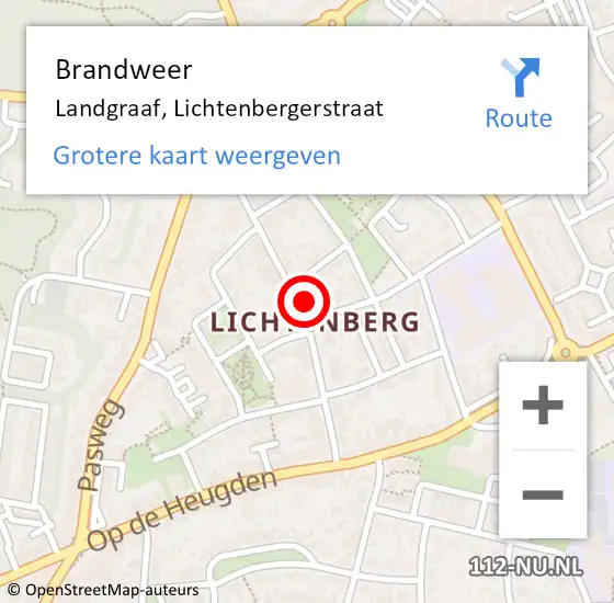 Locatie op kaart van de 112 melding: Brandweer Landgraaf, Lichtenbergerstraat op 9 oktober 2014 18:44