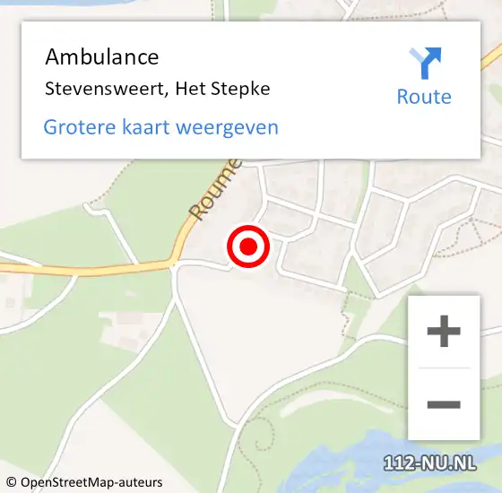 Locatie op kaart van de 112 melding: Ambulance Stevensweert, Het Stepke op 17 oktober 2013 08:27