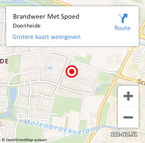 Locatie op kaart van de 112 melding: Brandweer Met Spoed Naar Doonheide op 9 oktober 2014 19:03