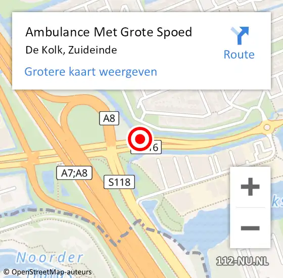 Locatie op kaart van de 112 melding: Ambulance Met Grote Spoed Naar De Kolk, Zuideinde op 17 oktober 2013 08:29