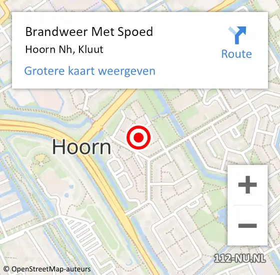 Locatie op kaart van de 112 melding: Brandweer Met Spoed Naar Hoorn Nh, Kluut op 9 oktober 2014 20:59