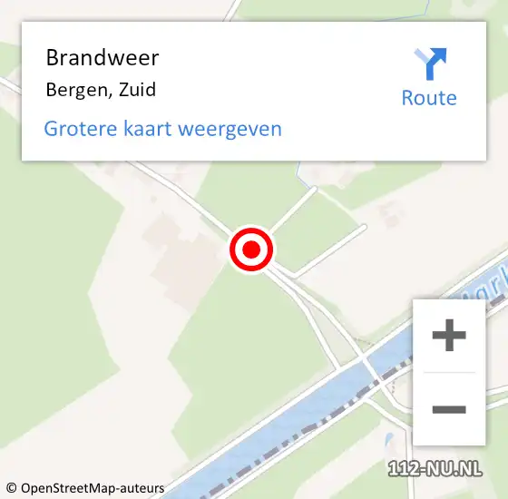 Locatie op kaart van de 112 melding: Brandweer Bergen, Zuid op 10 oktober 2014 09:21