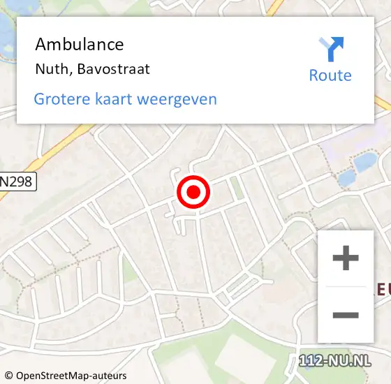 Locatie op kaart van de 112 melding: Ambulance Nuth, Bavostraat op 10 oktober 2014 15:32