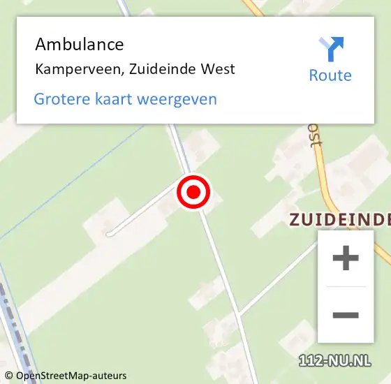 Locatie op kaart van de 112 melding: Ambulance Kamperveen, Zuideinde West op 10 oktober 2014 18:00