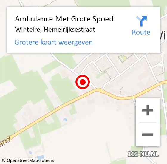 Locatie op kaart van de 112 melding: Ambulance Met Grote Spoed Naar Wintelre, Hemelrijksestraat op 10 oktober 2014 19:10