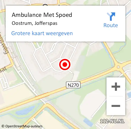 Locatie op kaart van de 112 melding: Ambulance Met Spoed Naar Oostrum, Jofferspas op 17 oktober 2013 10:43