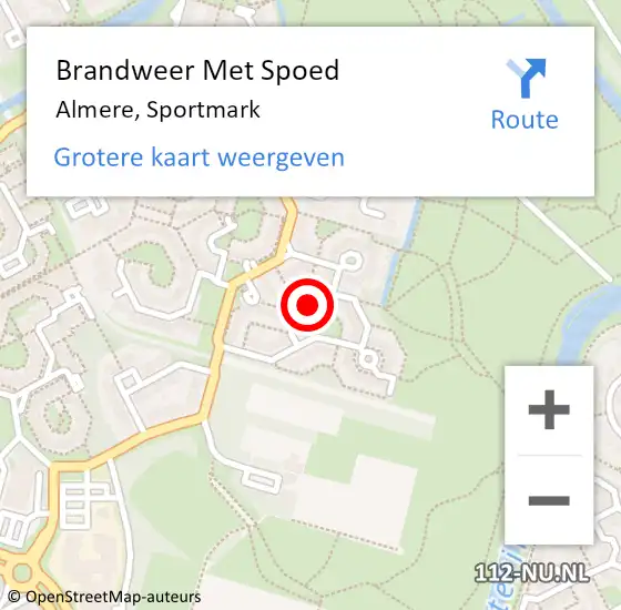 Locatie op kaart van de 112 melding: Brandweer Met Spoed Naar Almere, Sportmark op 11 oktober 2014 16:41