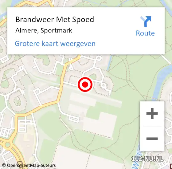 Locatie op kaart van de 112 melding: Brandweer Met Spoed Naar Almere, Sportmark op 11 oktober 2014 17:51