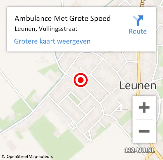 Locatie op kaart van de 112 melding: Ambulance Met Grote Spoed Naar Leunen, Vullingsstraat op 11 oktober 2014 19:25