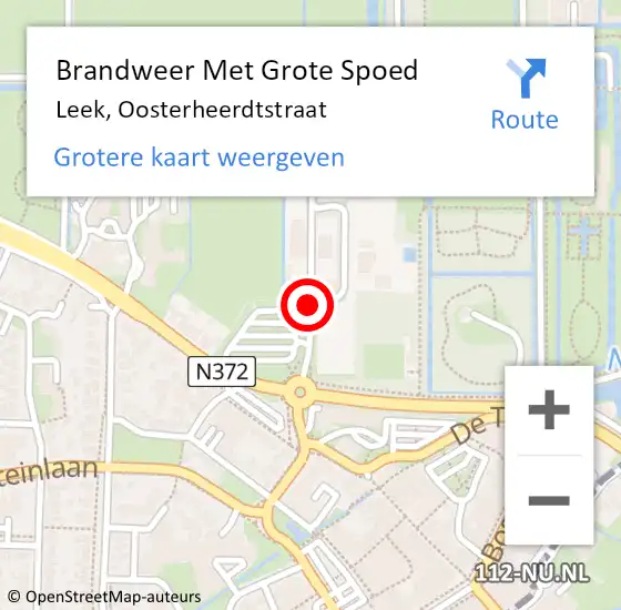 Locatie op kaart van de 112 melding: Brandweer Met Grote Spoed Naar Leek, Oosterheerdtstraat op 11 oktober 2014 20:01