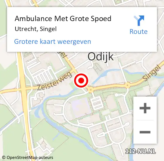 Locatie op kaart van de 112 melding: Ambulance Met Grote Spoed Naar Utrecht, Singel op 12 oktober 2014 00:21