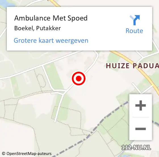 Locatie op kaart van de 112 melding: Ambulance Met Spoed Naar Boekel, Putakker op 12 oktober 2014 16:02