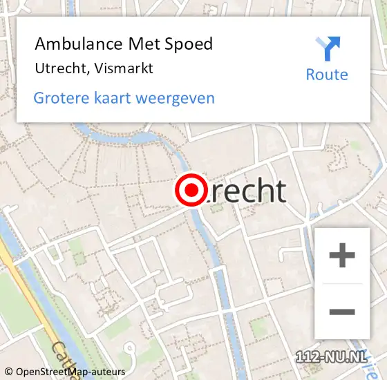 Locatie op kaart van de 112 melding: Ambulance Met Spoed Naar Utrecht, Vismarkt op 12 oktober 2014 22:01