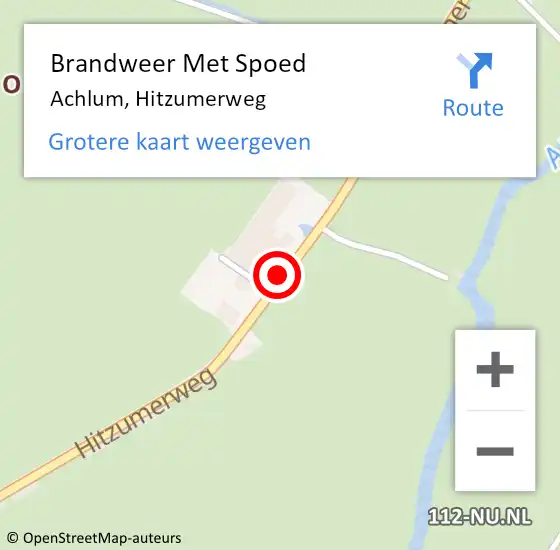Locatie op kaart van de 112 melding: Brandweer Met Spoed Naar Achlum, Hitzumerweg op 13 oktober 2014 01:25
