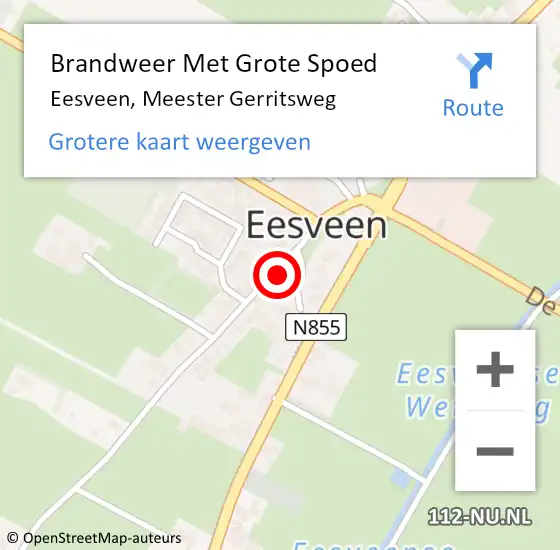Locatie op kaart van de 112 melding: Brandweer Met Grote Spoed Naar Eesveen, Meester Gerritsweg op 17 oktober 2013 13:36