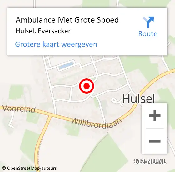 Locatie op kaart van de 112 melding: Ambulance Met Grote Spoed Naar Hulsel, Eversacker op 13 oktober 2014 14:25