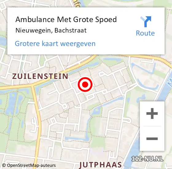 Locatie op kaart van de 112 melding: Ambulance Met Grote Spoed Naar Nieuwegein, Bachstraat op 13 oktober 2014 18:14