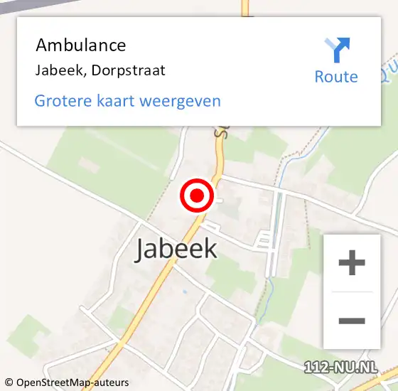 Locatie op kaart van de 112 melding: Ambulance Jabeek, Dorpstraat op 17 oktober 2013 14:45