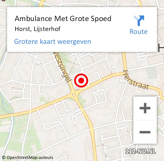 Locatie op kaart van de 112 melding: Ambulance Met Grote Spoed Naar Horst, Lijsterhof op 14 oktober 2014 07:35