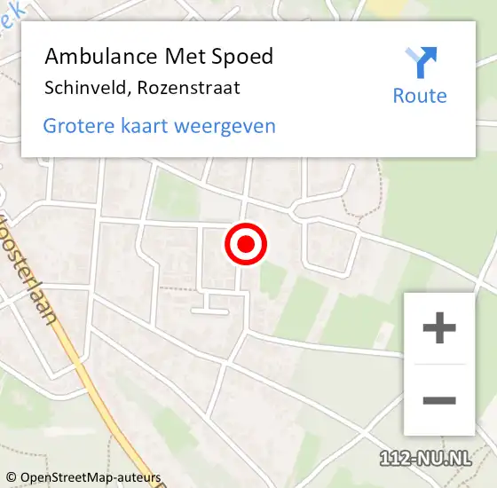 Locatie op kaart van de 112 melding: Ambulance Met Spoed Naar Schinveld, Rozenstraat op 14 oktober 2014 11:02