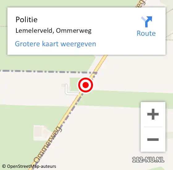 Locatie op kaart van de 112 melding: Politie Lemelerveld, Ommerweg op 14 oktober 2014 16:56