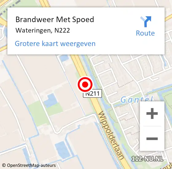 Locatie op kaart van de 112 melding: Brandweer Met Spoed Naar Wateringen, N222 op 14 oktober 2014 18:23