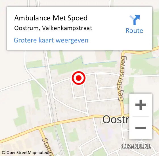 Locatie op kaart van de 112 melding: Ambulance Met Spoed Naar Oostrum, Valkenkampstraat op 17 oktober 2013 16:19