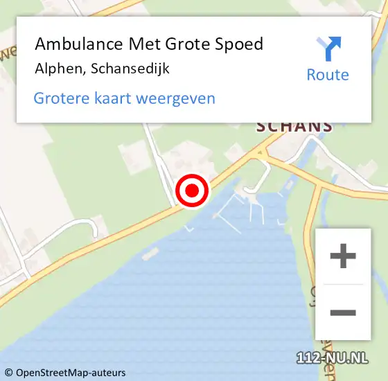 Locatie op kaart van de 112 melding: Ambulance Met Grote Spoed Naar Alphen, Schansedijk op 15 oktober 2014 19:44
