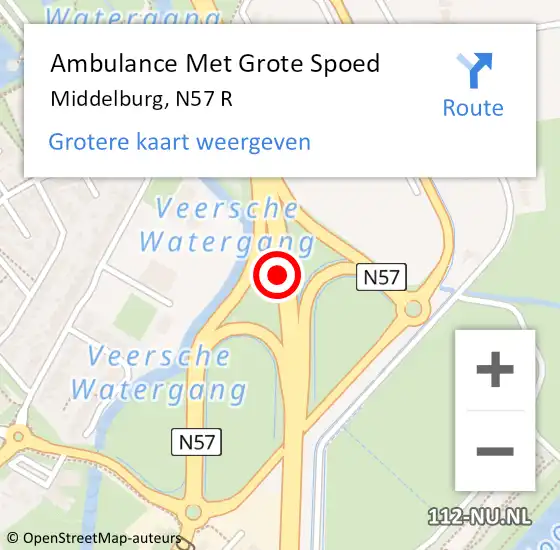 Locatie op kaart van de 112 melding: Ambulance Met Grote Spoed Naar Middelburg, N57 L op 16 oktober 2014 16:11