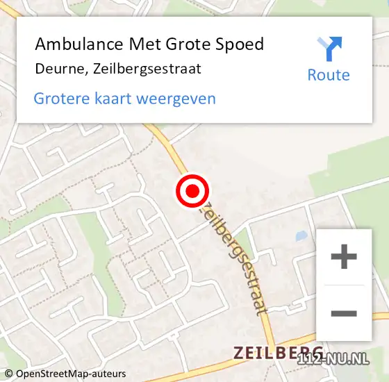 Locatie op kaart van de 112 melding: Ambulance Met Grote Spoed Naar Deurne, Zeilbergsestraat op 16 oktober 2014 17:58